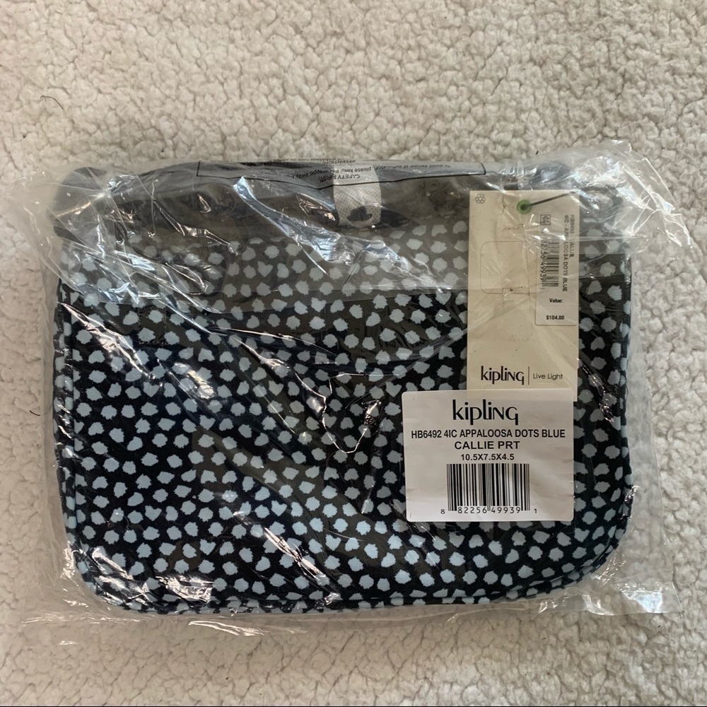 Kipling New With Tags Callie PRT Appaloosa Dots Blue Print 10.5X5X4.5 Crossbody - Picture 6 of 13